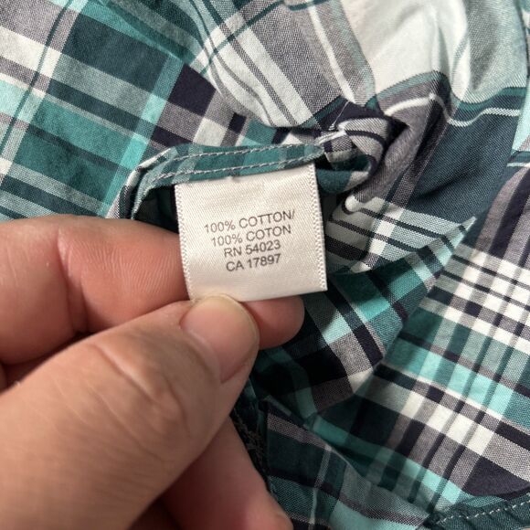 Banana‎ Republic Men’s XL Green Plaid Snap Button Down Long Sleeve Shirt Preppy - Picture 5 of 6